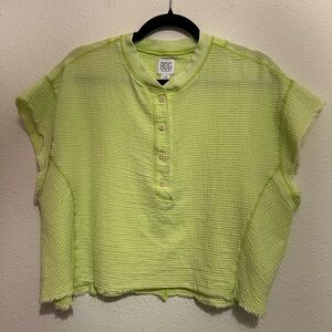 #552 BDG Light Bright Green Thermal cropped Shirt large